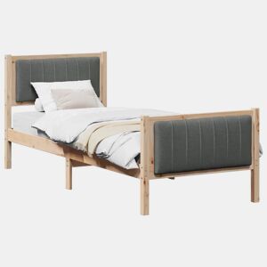 Estrutura de cama de solteiro simple, castanho e cinzento-escuro 75 x 190 cm
