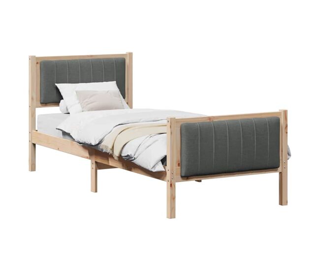 Estructura de cama simple para adultos con cabecera - negro y gris oscuro 75 x 190 cm