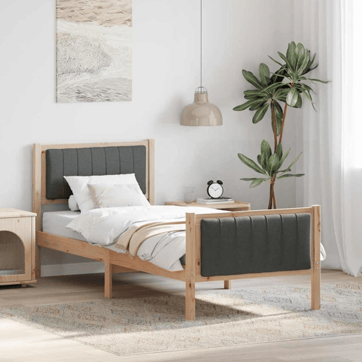 Estrutura de cama de solteiro simple, castanho e cinzento-escuro 75 x 190 cm