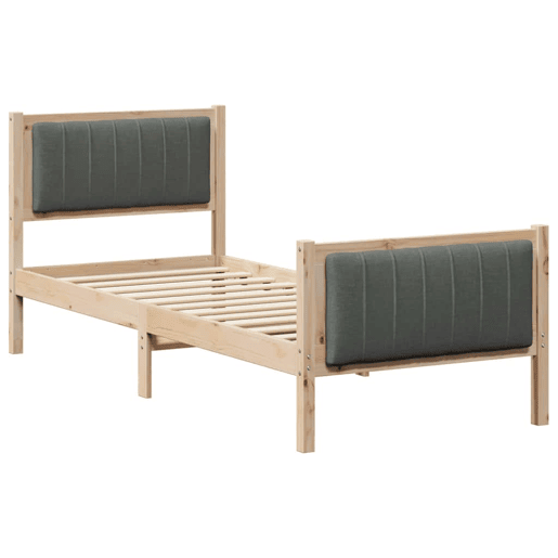 Estrutura de cama de solteiro simple, castanho e cinzento-escuro 75 x 190 cm