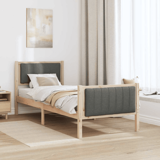 Estrutura de cama de solteiro simple, castanho e cinzento-escuro 75 x 190 cm