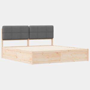 Estrutura de Cama de casal moderno com Cabeceira Estofada Cinza Escuro
