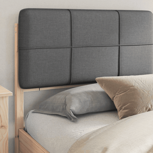 Estrutura de Cama de casal moderno com Cabeceira Estofada Cinza Escuro Estrutura de Cama de casal moderno com Cabeceira Estofada Cinza Escuro