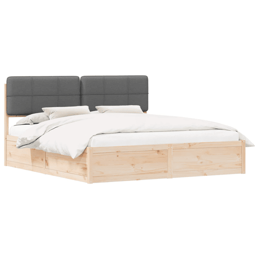 Estrutura de Cama de casal moderno com Cabeceira Estofada Cinza Escuro Estrutura de Cama de casal moderno com Cabeceira Estofada Cinza Escuro
