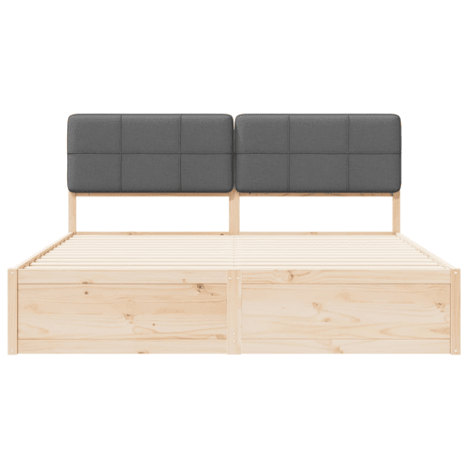 Estrutura de Cama de casal moderno com Cabeceira Estofada Cinza Escuro Estrutura de Cama de casal moderno com Cabeceira Estofada Cinza Escuro