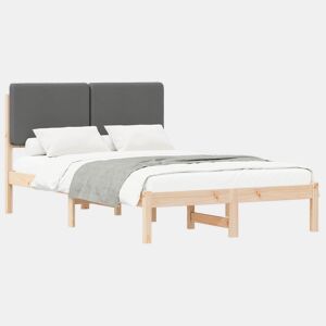 Estrutura de Cama de casal moderno com Cabeceira Estofada Cinza Escuro