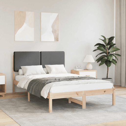 Estrutura de Cama de casal moderno com Cabeceira Estofada Cinza Escuro Estrutura de Cama de casal moderno com Cabeceira Estofada Cinza Escuro