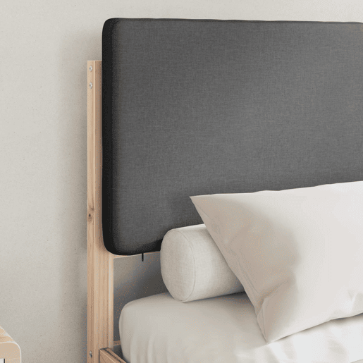 Estrutura de Cama de casal moderno com Cabeceira Estofada Cinza Escuro Estrutura de Cama de casal moderno com Cabeceira Estofada Cinza Escuro