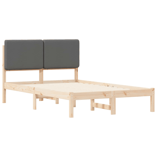 Estrutura de Cama de casal moderno com Cabeceira Estofada Cinza Escuro Estrutura de Cama de casal moderno com Cabeceira Estofada Cinza Escuro
