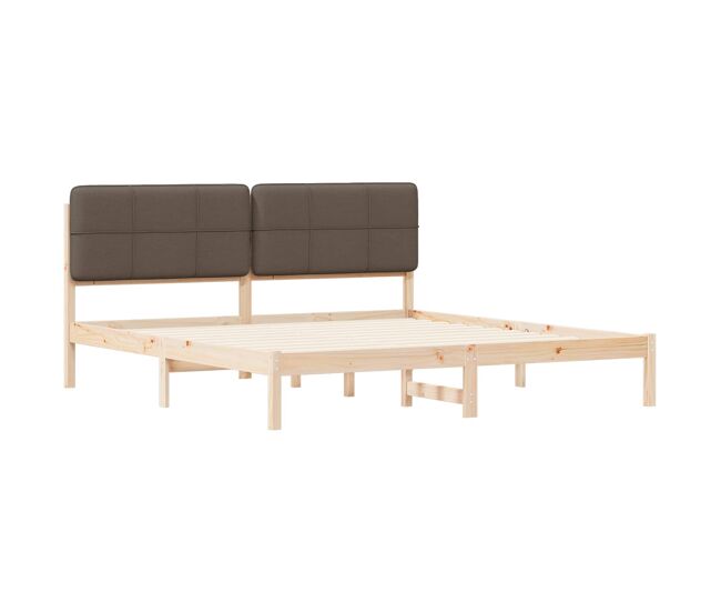 Estructura de cama matrimonial estilo con cabecera tapizada taupé 200 x 200 cm