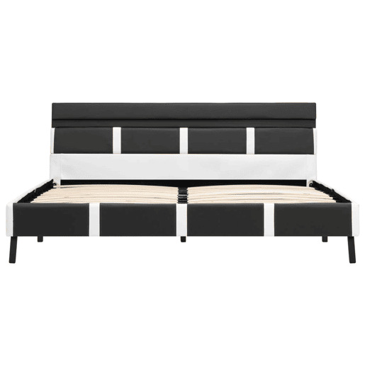 Estrutura de Cama de casal simple com LED 140x200 cm couro artificial cinzento