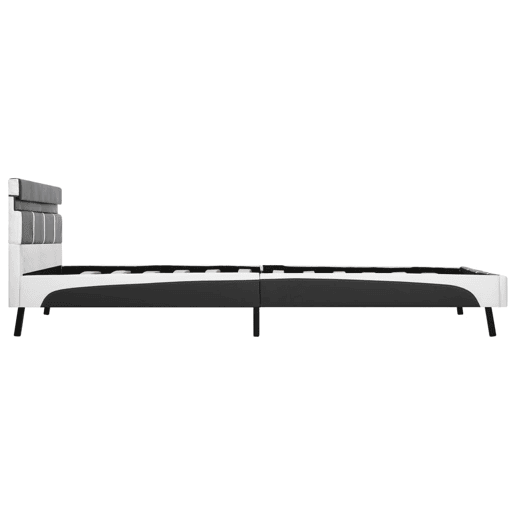 Estrutura de Cama de casal simple com LED 140x200 cm couro artificial cinzento