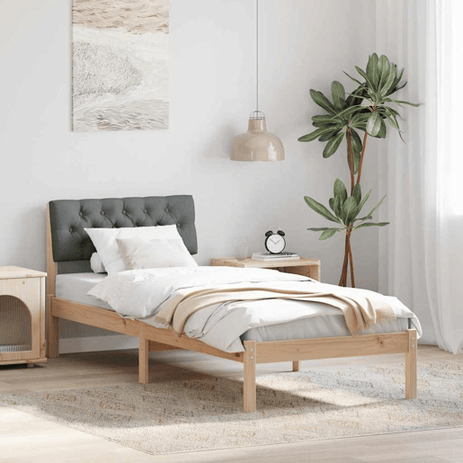 Estrutura de cama de solteiro simple, castanho e cinzento-escuro 75 x 190 cm Estrutura de cama de solteiro simple, castanho e cinzento-escuro 75 x 190 cm