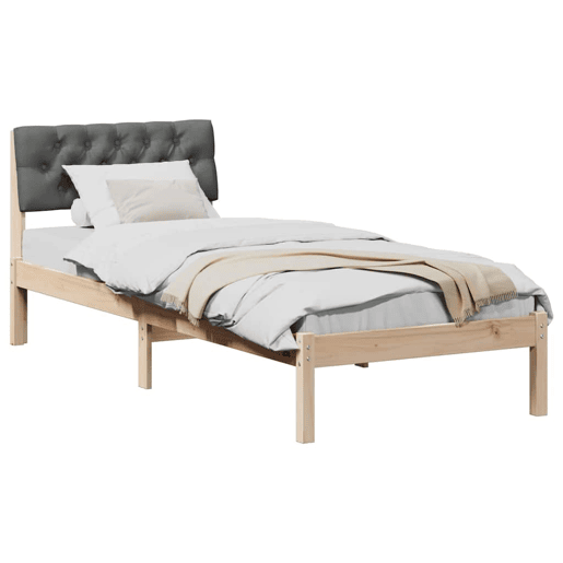 Estrutura de cama de solteiro simple, castanho e cinzento-escuro 75 x 190 cm Estrutura de cama de solteiro simple, castanho e cinzento-escuro 75 x 190 cm