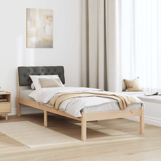 Estrutura de cama de solteiro simple, castanho e cinzento-escuro 75 x 190 cm Estrutura de cama de solteiro simple, castanho e cinzento-escuro 75 x 190 cm