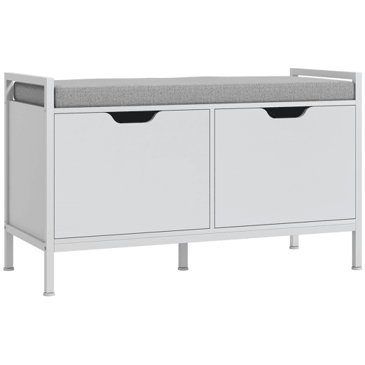 Banco para sapatos para hall de entrada com assento almofadado removível para 4 pares de sapatos 84x35x50 cm Branco Banco para sapatos para hall de entrada com assento almofadado removível para 4 pares de sapatos 84x35x50 cm Branco