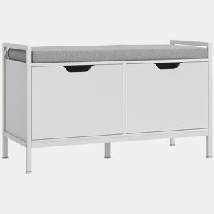 Banco para sapatos para hall de entrada com assento almofadado removível para 4 pares de sapatos 84x35x50 cm Branco