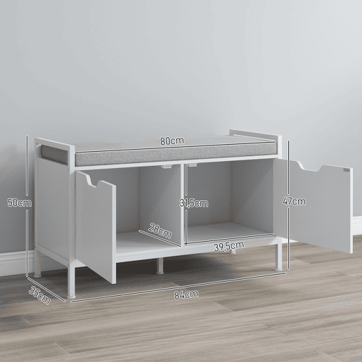 Banco para sapatos para hall de entrada com assento almofadado removível para 4 pares de sapatos 84x35x50 cm Branco Banco para sapatos para hall de entrada com assento almofadado removível para 4 pares de sapatos 84x35x50 cm Branco