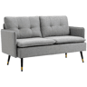 Sofá moderno de 2 lugares para sala de estar com 4 almofadas, apoios de braço e pés de aço, capacidade de carga de 240 kg, 139x68x80 cm, cinza