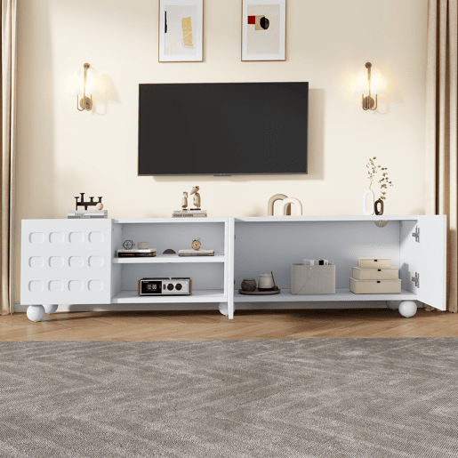 Móvel de TV 200 cm de painel de partículas com 3 portas,branco