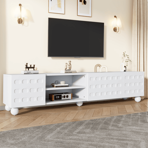 Móvel de TV 200 cm de painel de partículas com 3 portas,branco