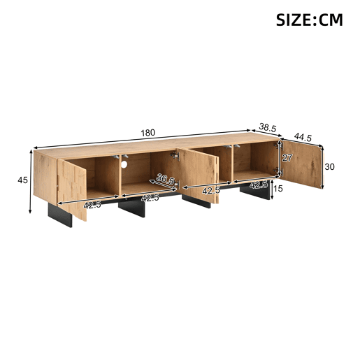 Móvel de TV 180 cm de mdf com 4 portas,natural Móvel de TV 180 cm de mdf com 4 portas,natural
