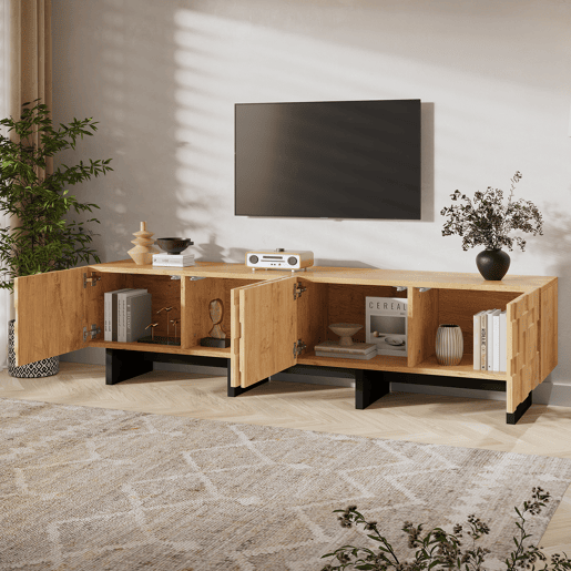 Móvel de TV 180 cm de mdf com 4 portas,natural Móvel de TV 180 cm de mdf com 4 portas,natural