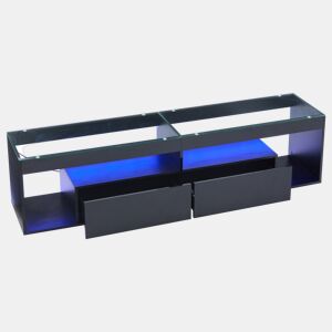 Móvel de TV 180 cm de painel de partículas com 2 gavetas e luz led,preto