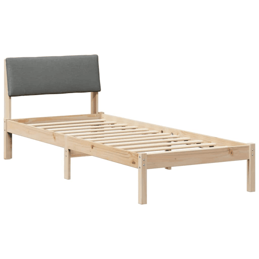 Estrutura de cama de solteiro simple, castanho e cinzento-escuro 75 x 190 cm Estrutura de cama de solteiro simple, castanho e cinzento-escuro 75 x 190 cm