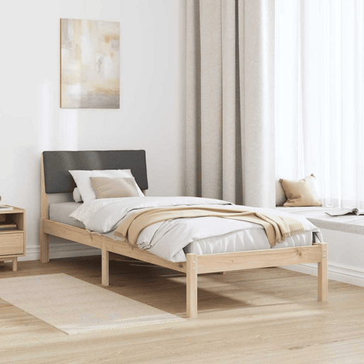Estrutura de cama de solteiro simple, castanho e cinzento-escuro 75 x 190 cm Estrutura de cama de solteiro simple, castanho e cinzento-escuro 75 x 190 cm