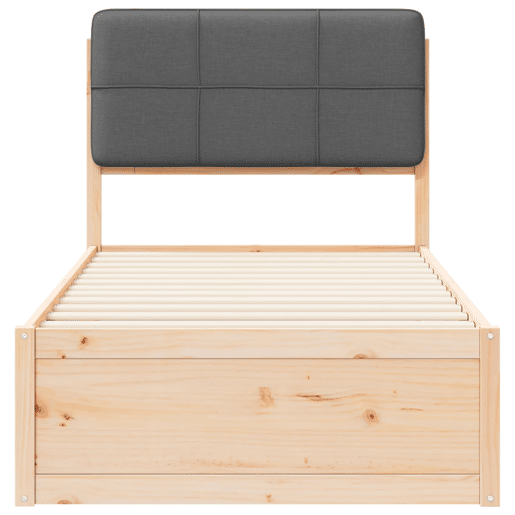 Estrutura de cama de solteiro para adultos com Cabeceira Estofada Cinza Escuro Estrutura de cama de solteiro para adultos com Cabeceira Estofada Cinza Escuro