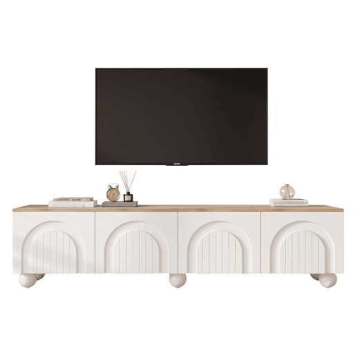 Móvel de TV 180 cm de mdf com 4 portas,branco+natural Móvel de TV 180 cm de mdf com 4 portas,branco+natural