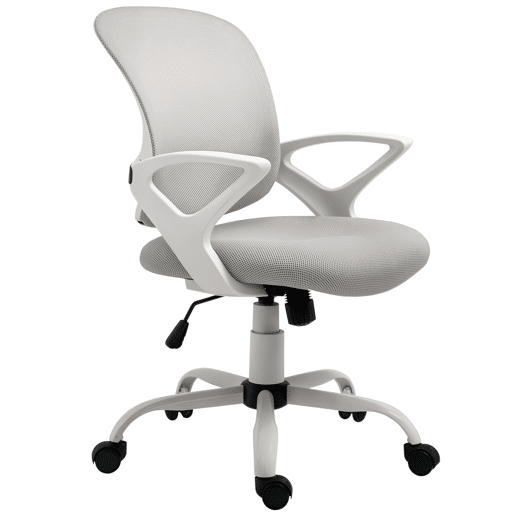 Cadeira de escritório em tela respirável, com inclinação e altura reguláveis, assento giratório 360° e suporte lombar, 61x61x89-99 cm, cinza. Cadeira de escritório em tela respirável, com inclinação e altura reguláveis, assento giratório 360° e suporte lombar, 61x61x89-99 cm, cinza.