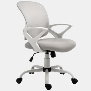 Cadeira de escritório em tela respirável, com inclinação e altura reguláveis, assento giratório 360° e suporte lombar, 61x61x89-99 cm, cinza.