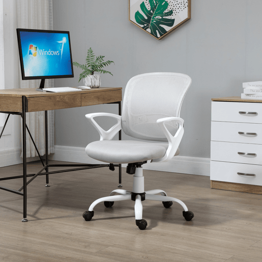 Cadeira de escritório em tela respirável, com inclinação e altura reguláveis, assento giratório 360° e suporte lombar, 61x61x89-99 cm, cinza. Cadeira de escritório em tela respirável, com inclinação e altura reguláveis, assento giratório 360° e suporte lombar, 61x61x89-99 cm, cinza.