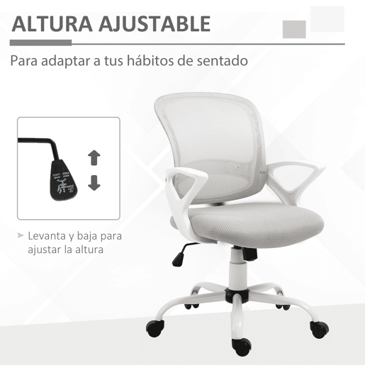 Cadeira de escritório em tela respirável, com inclinação e altura reguláveis, assento giratório 360° e suporte lombar, 61x61x89-99 cm, cinza. Cadeira de escritório em tela respirável, com inclinação e altura reguláveis, assento giratório 360° e suporte lombar, 61x61x89-99 cm, cinza.