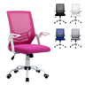 Cadeira de escritório ergonômica, giratória, com altura ajustável, apoios de braço rebatíveis e suporte lombar respirável para adolescentes e adultos, 62,5 x 55 x 94-104 cm, rosa.