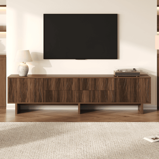 Móvel de TV 180 cm de painel de partículas com 2 portas e 2 gavetas,noz