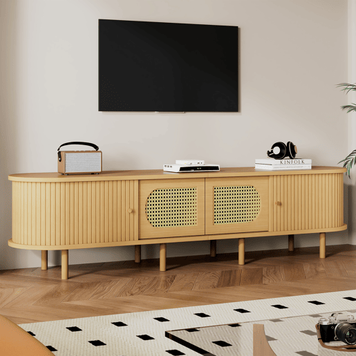 Móvel de TV 180 cm de mdf com 4 portas,natural Móvel de TV 180 cm de mdf com 4 portas,natural