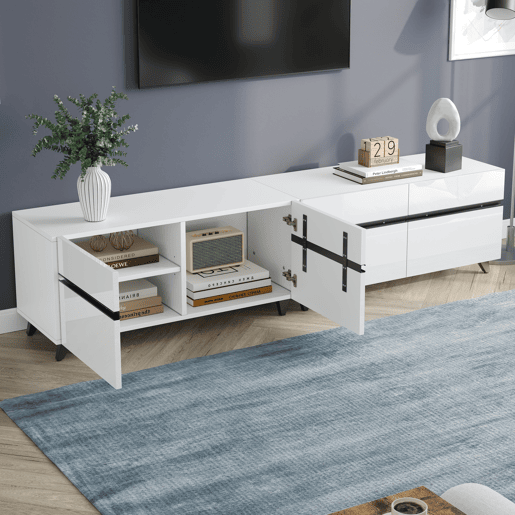 Móvel de TV 180 cm de mdf com 4 portas,branco Móvel de TV 180 cm de mdf com 4 portas,branco