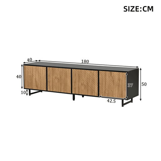 Móvel de TV 180 cm de painel de partículas com 4 portas,preto+madeira