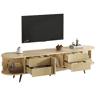 Móvel de TV 180 cm de mdf com 3 portas e 4 gavetas,madeira clara