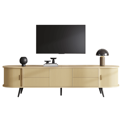 Móvel de TV 180 cm de mdf com 3 portas e 4 gavetas,madeira clara Móvel de TV 180 cm de mdf com 3 portas e 4 gavetas,madeira clara