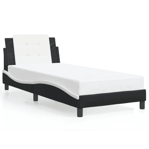 Estrutura de cama de solteiro para adultos com LED Zadar 90x200 cm pretobranco Estrutura de cama de solteiro para adultos com LED Zadar 90x200 cm pretobranco
