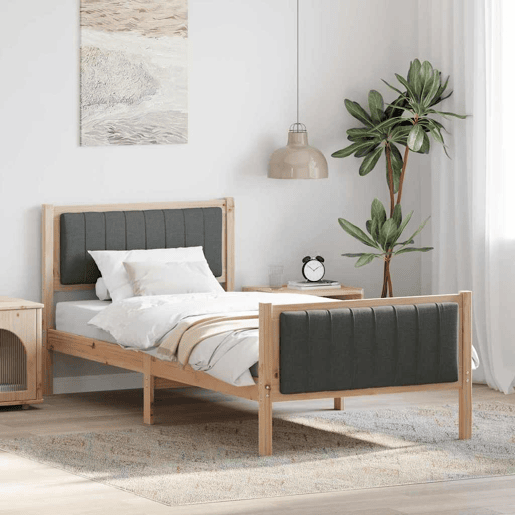 Estrutura de cama de solteiro simple, castanho e cinzento-escuro 90 x 190 cm