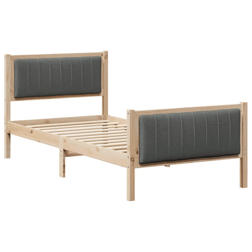 Estrutura de cama de solteiro simple, castanho e cinzento-escuro 90 x 190 cm