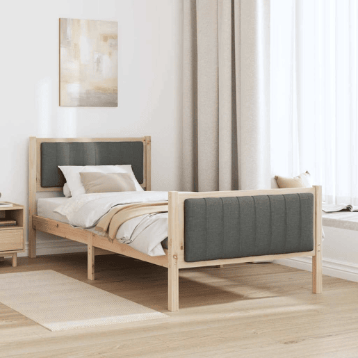 Estrutura de cama de solteiro simple, castanho e cinzento-escuro 90 x 190 cm