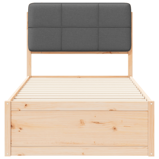 Estrutura de cama de solteiro para adultos com Cabeceira Estofada Cinza Escuro Estrutura de cama de solteiro para adultos com Cabeceira Estofada Cinza Escuro