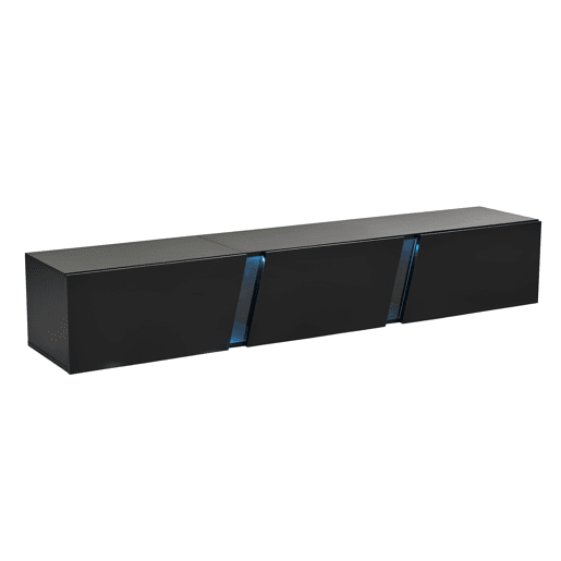 Móvel de TV de parede 180 cm de painel de partículas com 3 portas e luz led,preto Móvel de TV de parede 180 cm de painel de partículas com 3 portas e luz led,preto