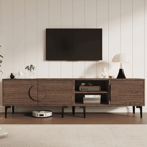 Móvel de TV 180 cm de painel de partículas com 3 portas,noz Móvel de TV 180 cm de painel de partículas com 3 portas,noz
